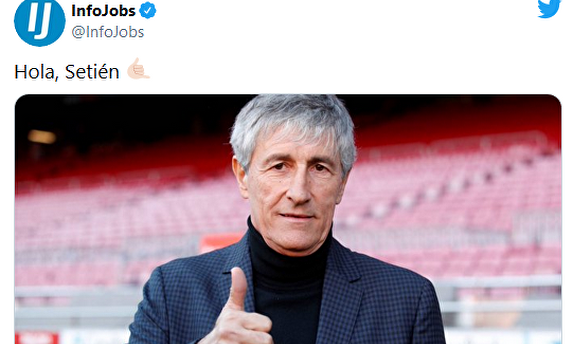 El tuit a Setién. | InfoJobs