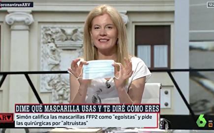 El adoctrinamiento de La Sexta llega hasta las mascarillas: distingue entre "egoistas" y "solidarias"
