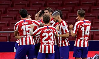 Los jugadores del Atlético celebran uno de los tantos de Morata | EFE