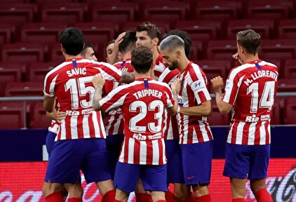 Los jugadores del Atlético celebran uno de los tantos de Morata | EFE