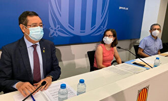 Los responsables de la Generalidad, durante la rueda de prensa. | Europa Press