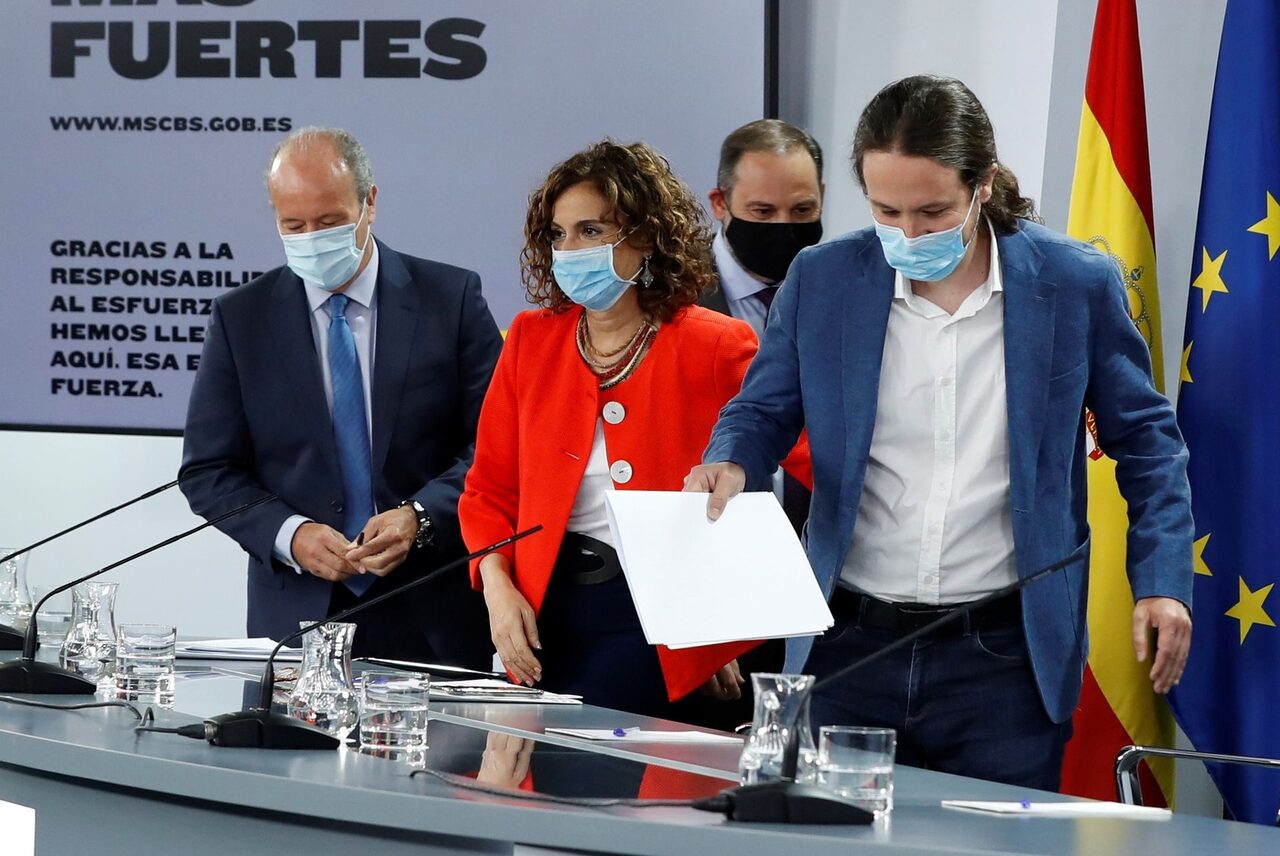 Iglesias, Montero, Ábalos y Campo, en Moncloa. | EFE