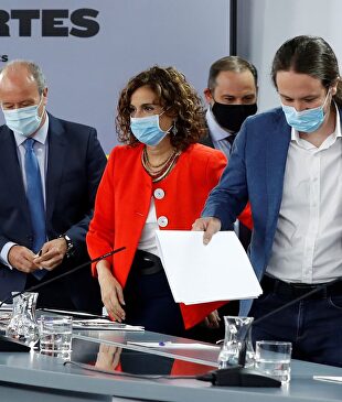 Iglesias, Montero, Ábalos y Campo, en Moncloa. | EFE