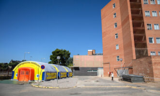 Hospital de campaña instalado en Vilanova de Lleida. | Europa Press