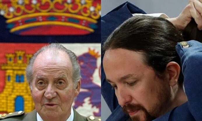 El Rey Emérito Juan Carlos I y el vicepresidente del Gobierno, Pablo Iglesias. | LD