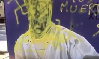 Pintadas contra el karateca Babacar Seck en Zaragoza. | Federación Española de Kárate