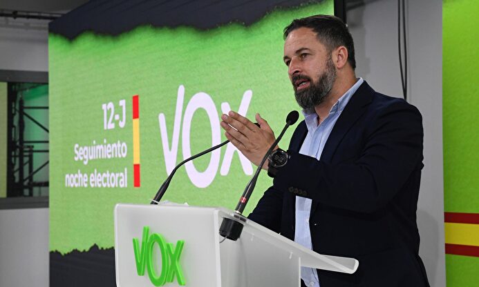 Santiago Abascal valora los resultados electorales del 12J en la sede de Vox | EFE