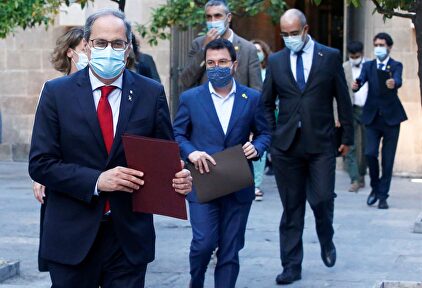 Quim Torra y parte de su gobierno. | EFE