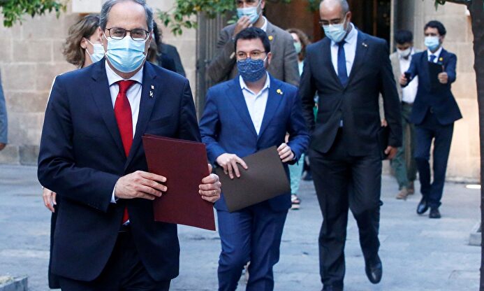 Quim Torra y parte de su gobierno. | EFE