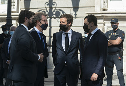 Pablo Casado, con Feijóo, Moreno y López Miras, en una imagen de archivo. | David Mudarra