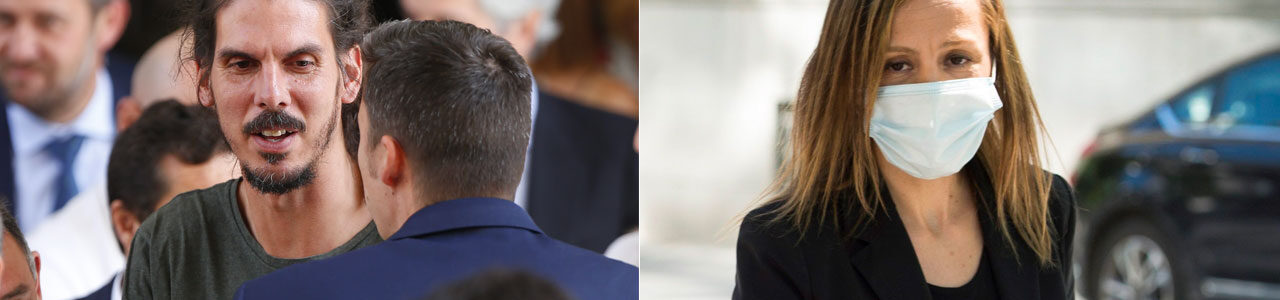 El secretario de Organización de Podemos, Alberto Rodríguez y la abogada, Marta Flor | Cordon Press