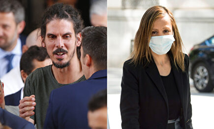 El secretario de Organización de Podemos, Alberto Rodríguez y la abogada, Marta Flor | Cordon Press