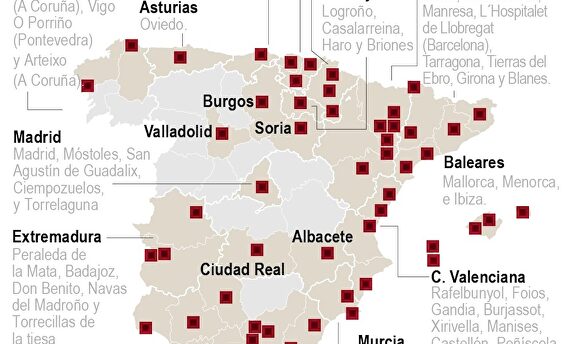 Situación de los rebrotes en España este jueves. | EFE