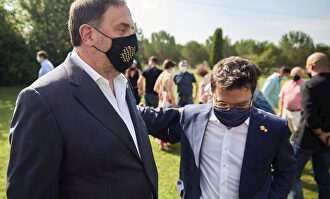 Junqueras y Aragonés, el pasado 25 de julio, en Santa Coloma | EFE