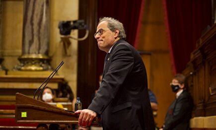 Quim Torra, durante una de las últimas sesiones celebradas en el parlamento catalán | EFE