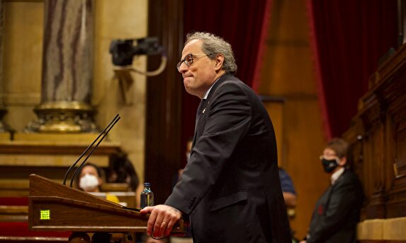 Quim Torra, durante una de las últimas sesiones celebradas en el parlamento catalán | EFE