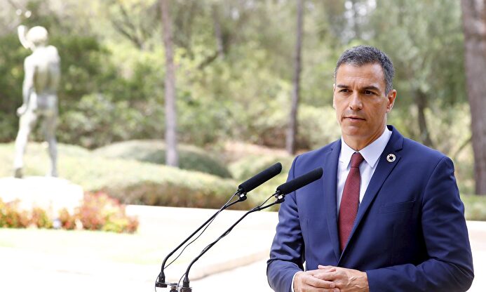 Pedro Sánchez, presidente del Gobierno, en su comparecencia de este miércoles en Marivent | EFE