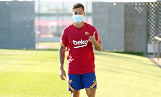 El jugador del FC Barcelona Philippe Coutinho, en su primer entrenamiento de la temporada 2020/21. | FC Barcelona