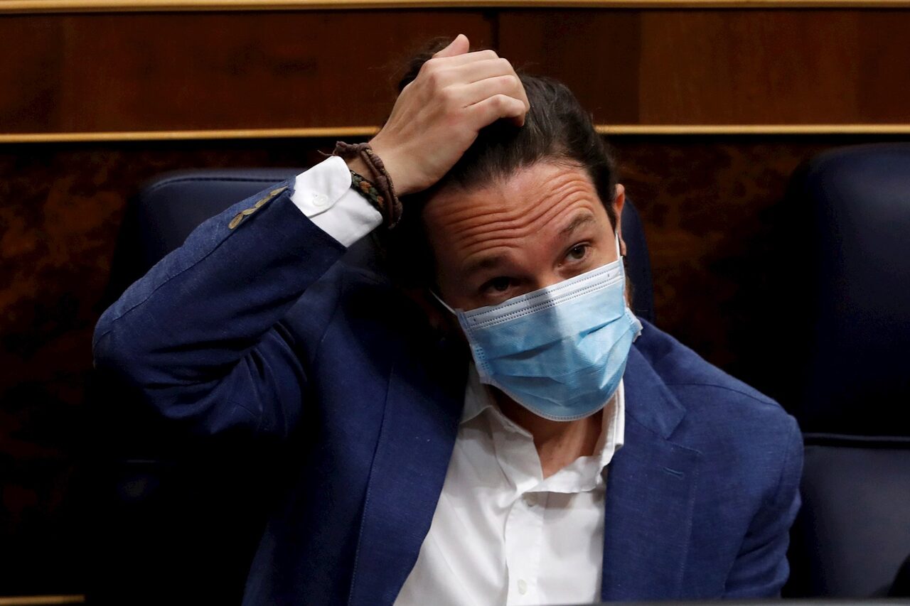 Pablo Iglesias, durante la sesión de control al Gobierno en el Congreso. | EFE