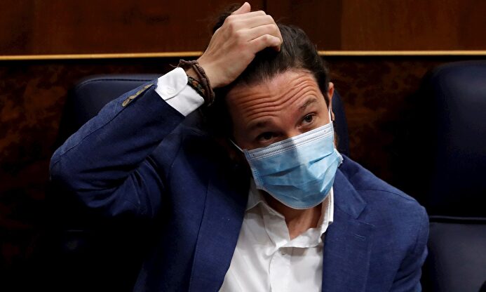 Pablo Iglesias, durante la sesión de control al Gobierno en el Congreso. | EFE