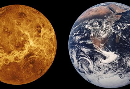 Venus (izquierda) y la Tierra (derecha) | Wikipedia