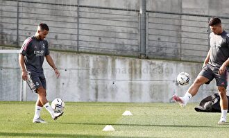 Hazard y Luka Jovic, en uno de los últimos entrenamientos del Real Madrid | EFE