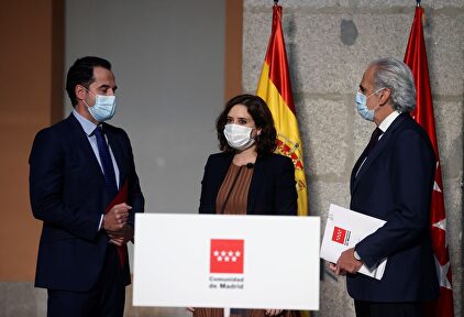 Aguado, Ayuso y Escudero este viernes. | EFE