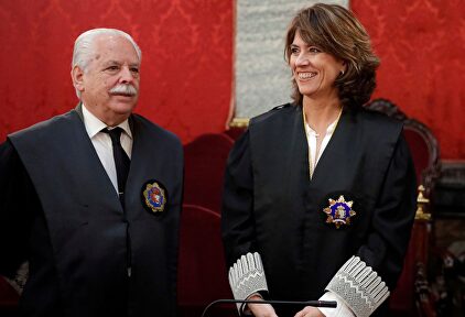 El teniente fiscal del Tribunal Supremo, Luis Navajas y la fiscal general del Estado, Dolores Delgado. | EFE