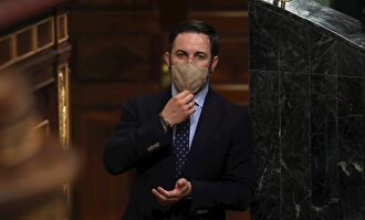 El líder de Vox, Santiago Abascal, en el Congreso. | EFE