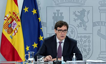 El ministro de Sanidad, Salvador Illa, durante la rueda de prensa posterior a la reunión del Comité de seguimiento del coronavirus. | EFE