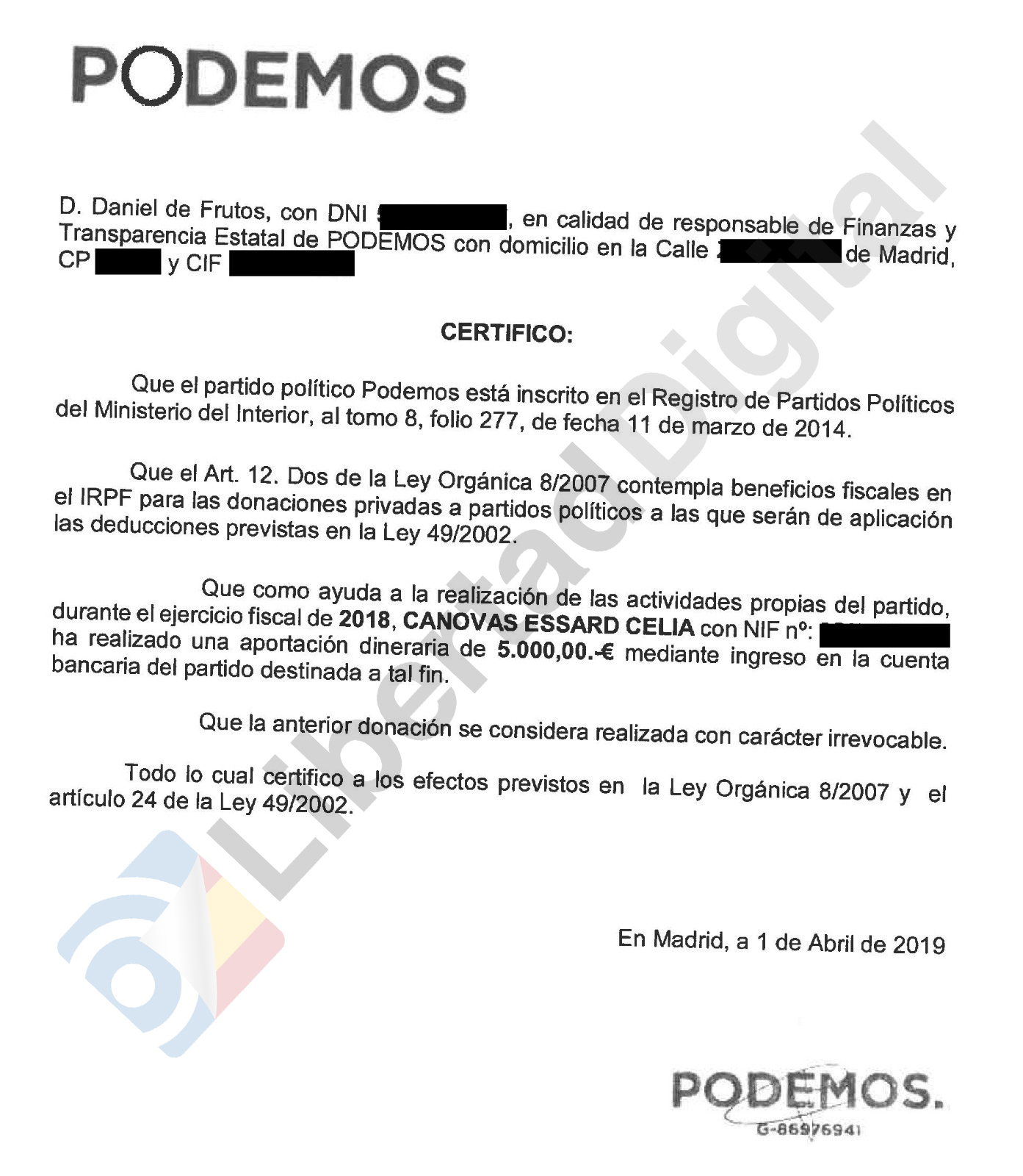 Una de Podemos denuncia partido Pablo Iglesias por blanqueo capitales - Libertad Digital