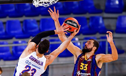 Mirotic, en acción ante Shengelia. | EFE