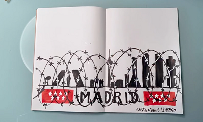 La resistencia en Madrid dibuja su 'skyline' con una valla de espinas