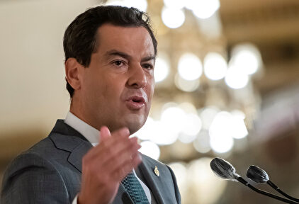 Juanma Moreno, en un acto público este miércoles. | EFE