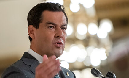 Juanma Moreno, en un acto público este miércoles. | EFE