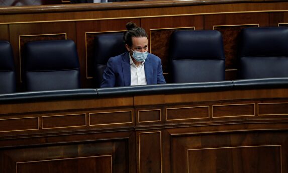 Pablo Iglesias, durante la sesión de control al Gobierno en el Congreso. | EFE