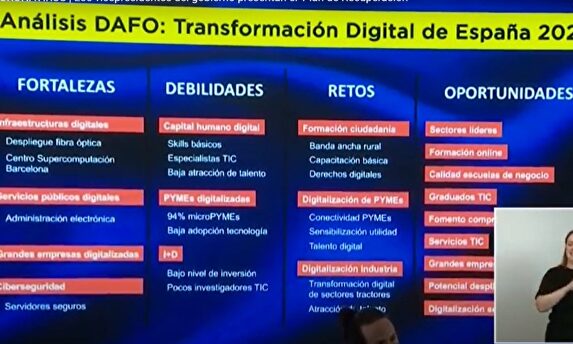 Matriz DAFO presentada por el gobierno. | Archivo