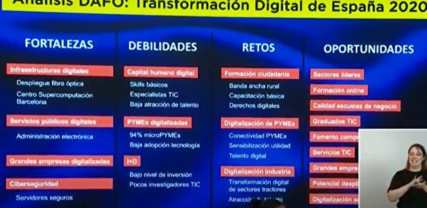 Matriz DAFO presentada por el gobierno. | Archivo