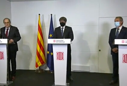 Torra, Puigdemont y Mas en Perpiñán. | Twitter