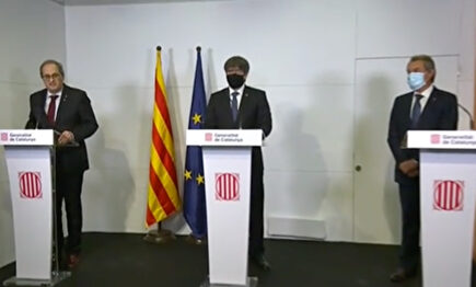 Torra, Puigdemont y Mas en Perpiñán. | Twitter