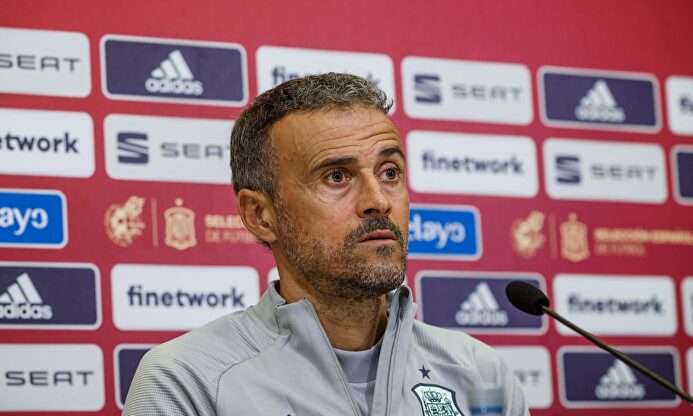 Luis Enrique Martínez, en rueda de prensa con la selección española. | EFE