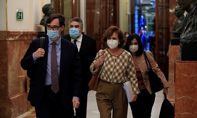 Illa y Calvo este jueves llegando al Congeso. | EFE