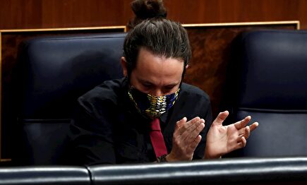 El vicepresidente segundo del Gobierno, Pablo Iglesias, durante la sesión de control al Ejecutivo, este miércoles en el Congreso. | EFE