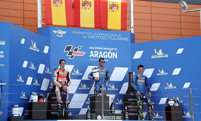 Podio español en el GP de Aragón de MotoGP. | EFE
