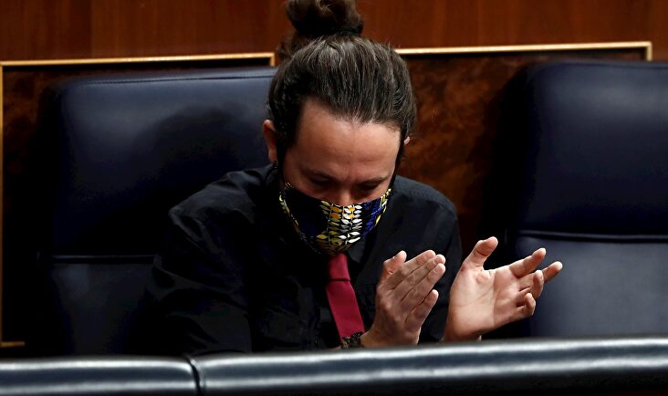 El vicepresidente segundo del Gobierno, Pablo Iglesias, durante la sesión de control al Ejecutivo, este miércoles en el Congreso. | EFE