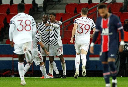 Los jugadores del Manchester United celebran el gol de Rashford (10) que les dio la victoria en París. | EFE