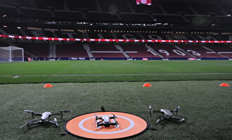 Drones en el Wanda Metropolitano. | Fly-Fut