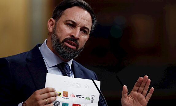 Abascal, durante la moción de censura. | EFE