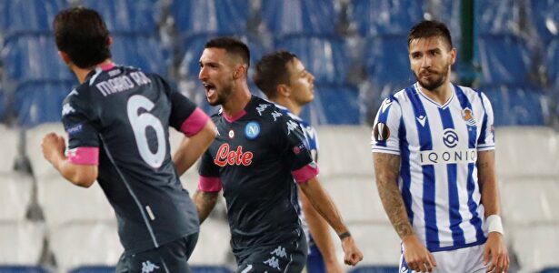 Politano celebra su gol ante la Real Sociedad. | EFE