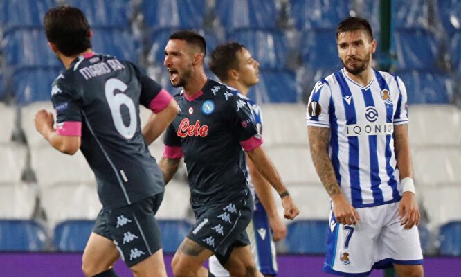 Politano celebra su gol ante la Real Sociedad. | EFE